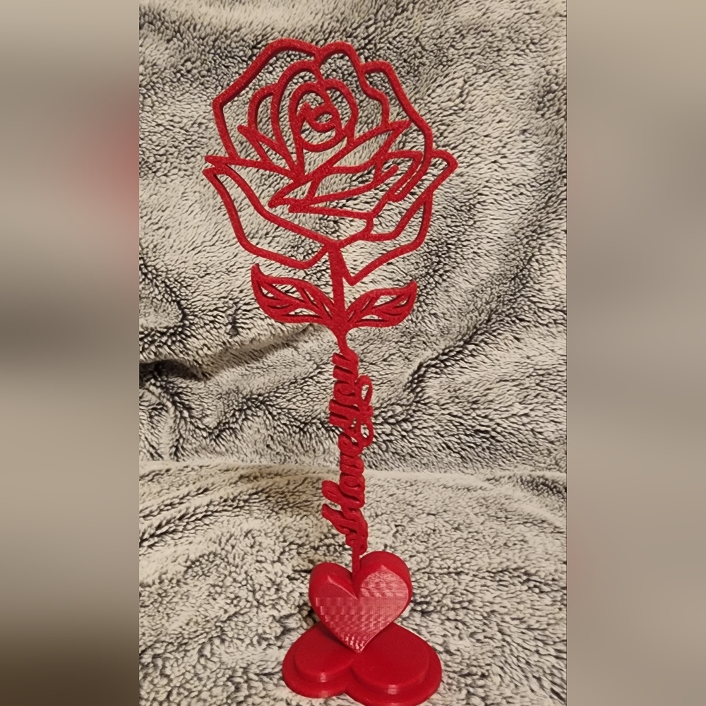 3d Printed Red Rose Love Decor